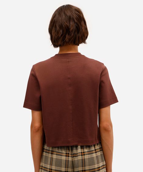 camiseta boxer feminina de algodão peruano interlock marrom