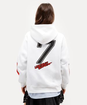 blusão unissex de moletom com bordado e capuz daniel ueda off white