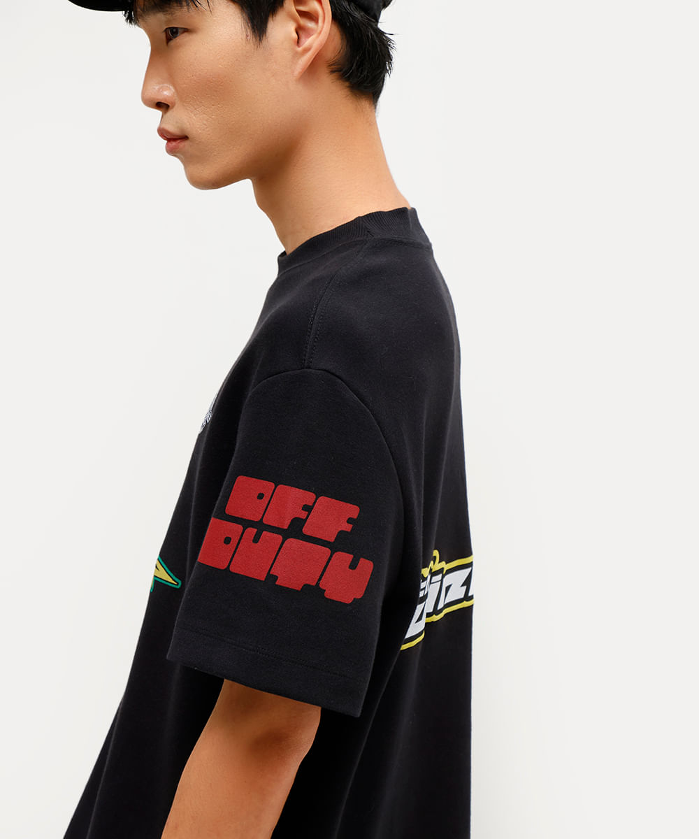 camiseta unissex manga curta estampada daniel ueda preta