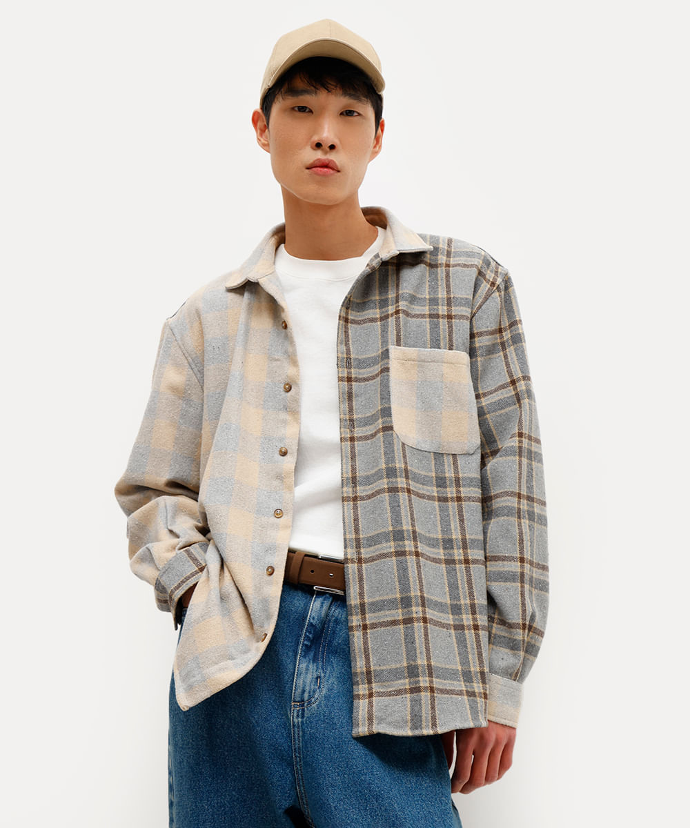 camisa unissex manga longa xadrez rita larazzotti colorida