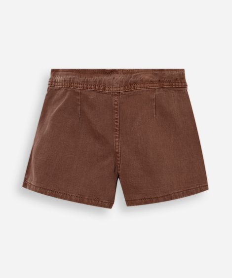 short saia plissada infantil sarja marrom