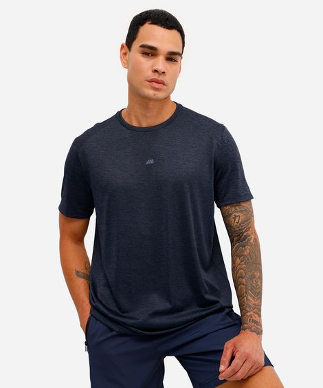 camiseta esportiva masculina manga curta azul