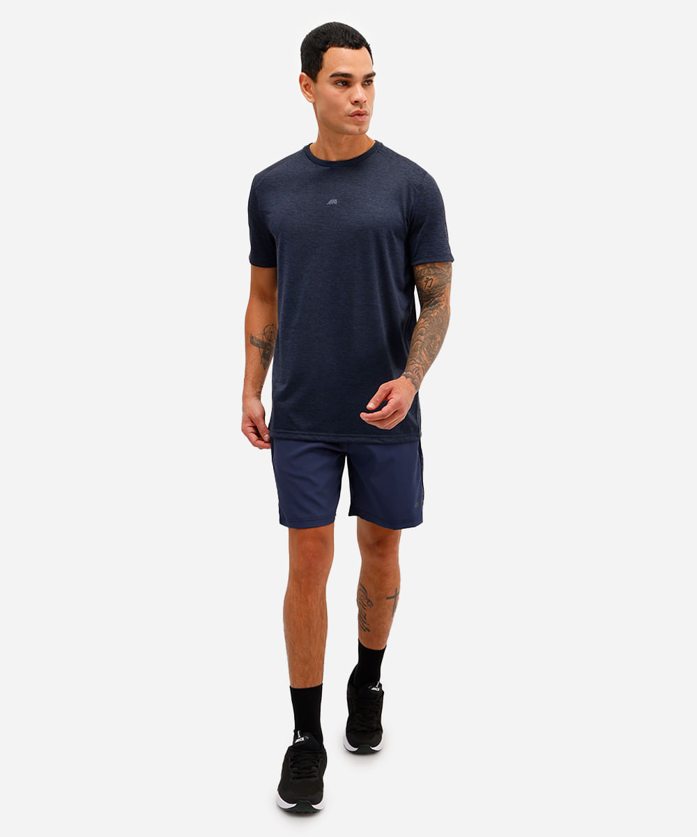 camiseta esportiva masculina manga curta azul