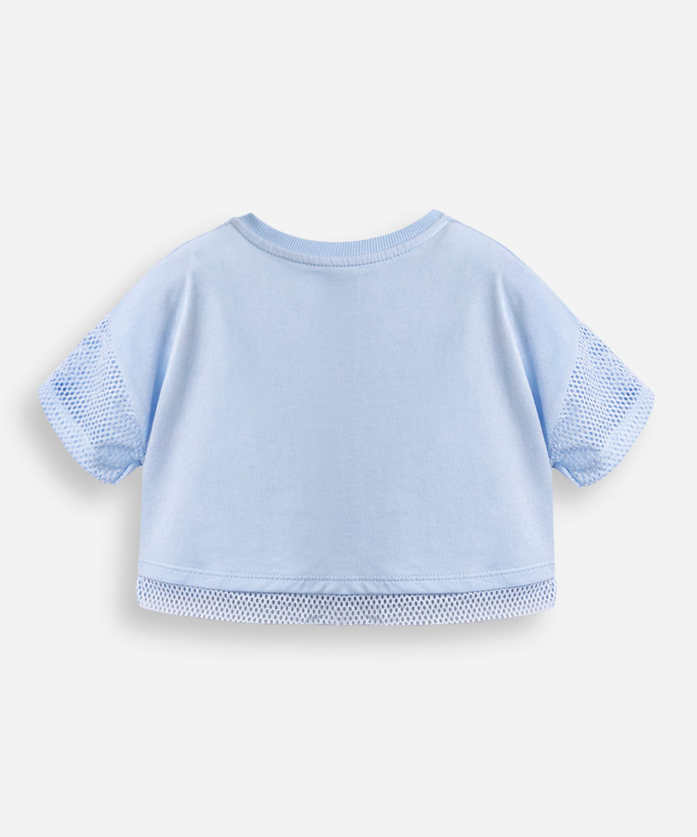 camiseta infantil de algodão manga curta stitch e angel azul