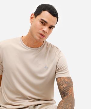 camiseta masculina básica esportiva ace manga curta bege