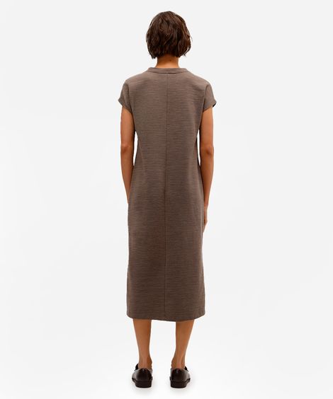 vestido midi básico feminino texturizado cinza
