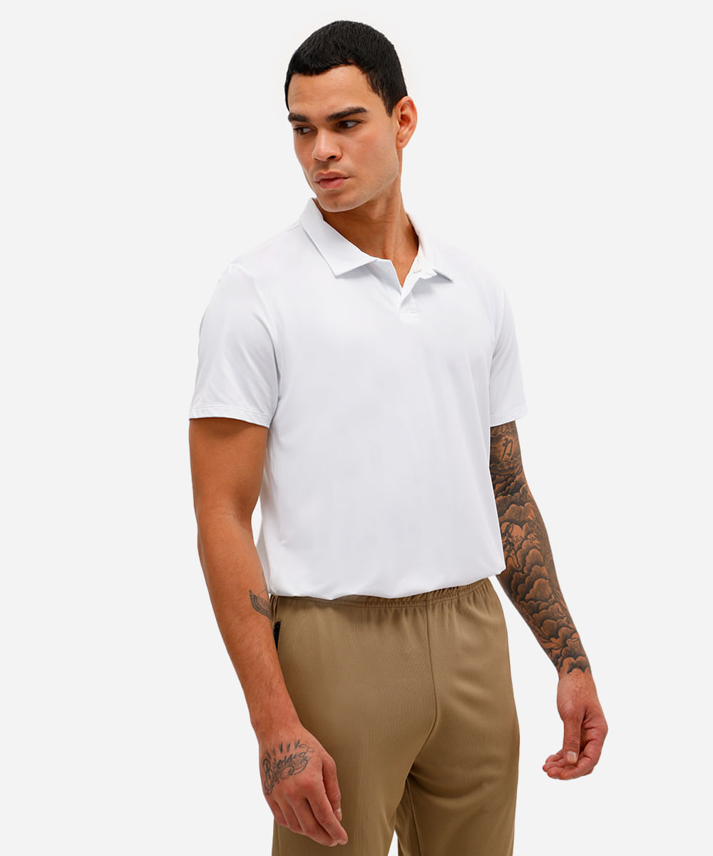 polo esportiva masculina manga curta branca