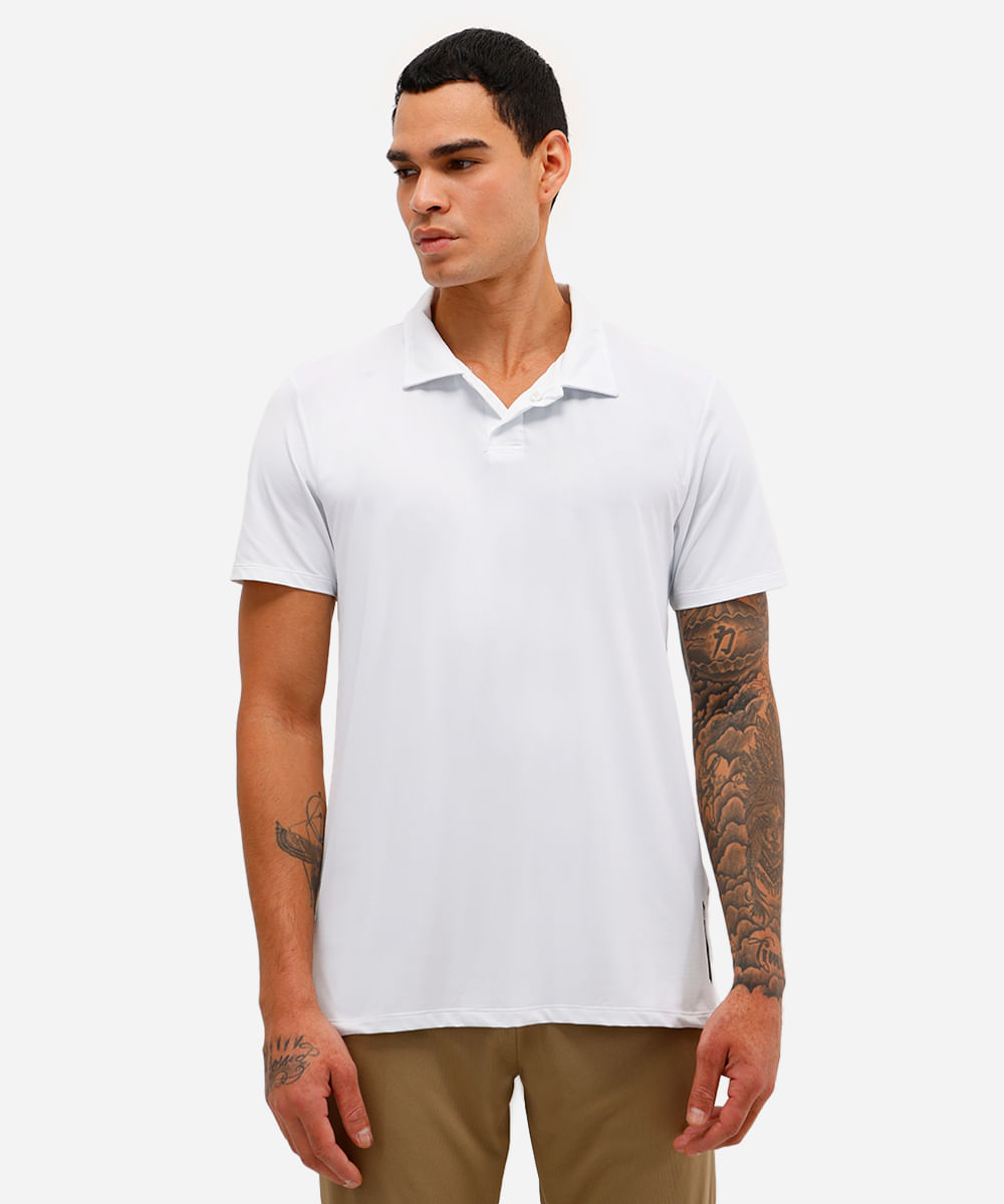 polo esportiva masculina manga curta branca