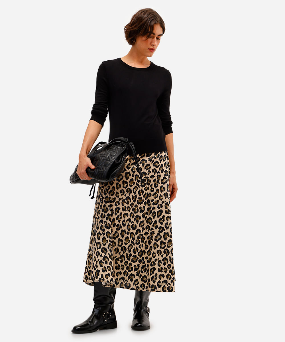 blusa básica feminina de tricot manga longa preta