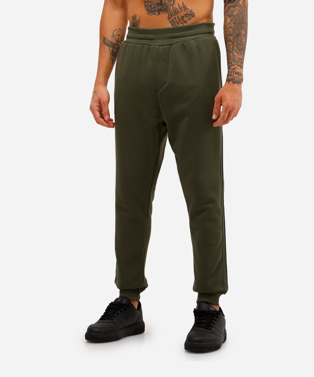 calça jogger masculina de moletom esportiva verde