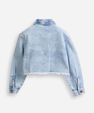 jaqueta jeans infantil manga longa hello kitty azul