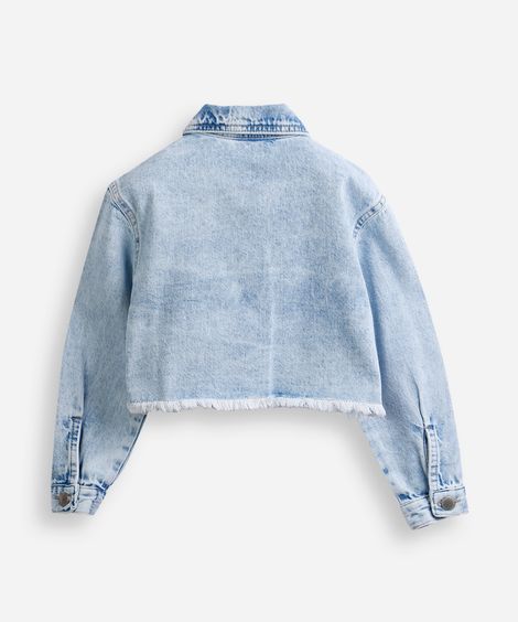 jaqueta jeans infantil manga longa hello kitty azul