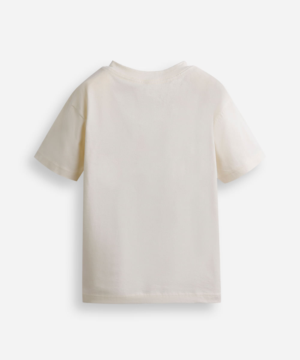 camiseta infantil de algodão stitch bege