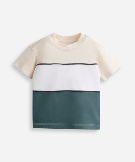 camiseta infantil de algodão mangas curtas listrada colorida