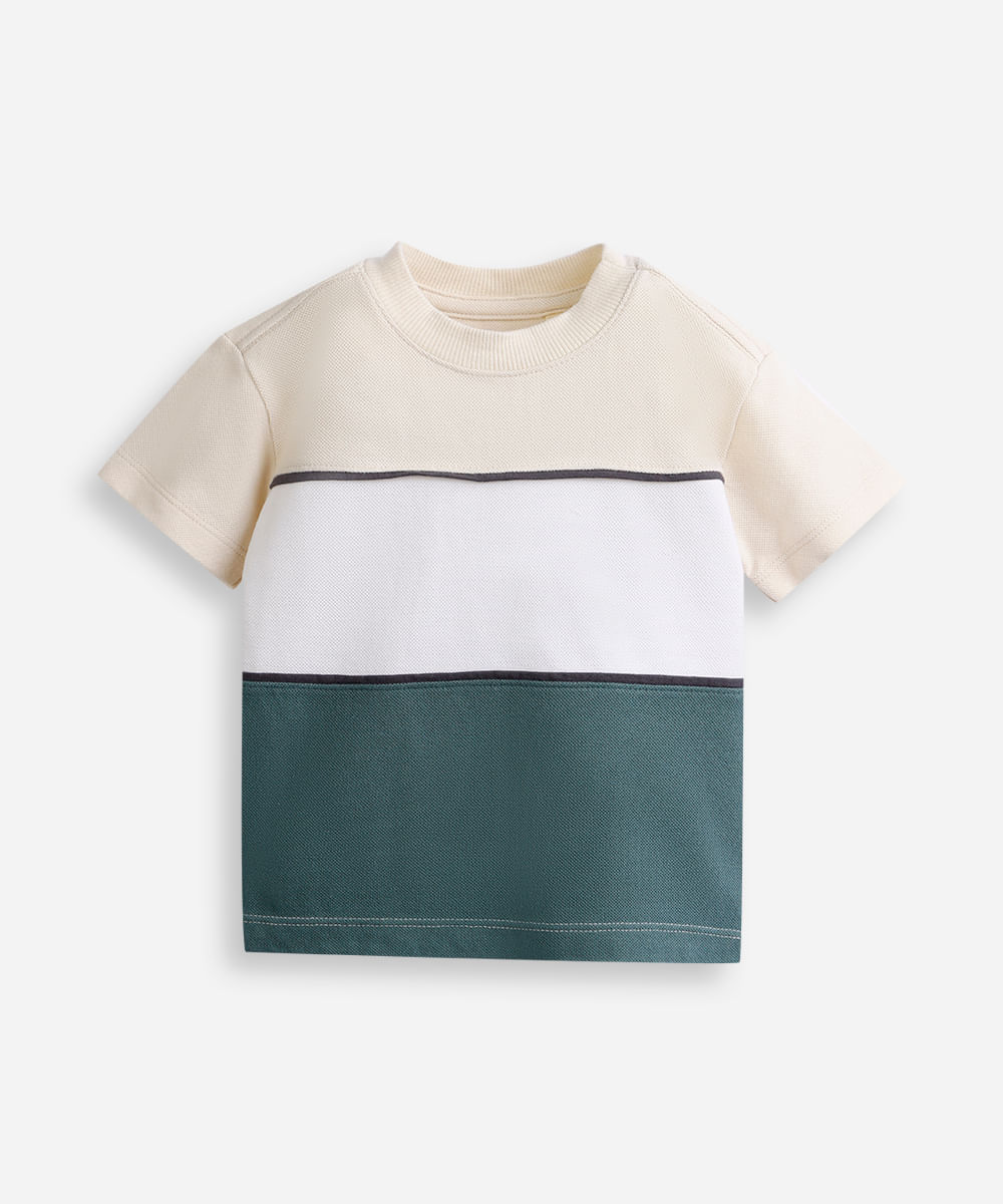 camiseta infantil de algodão mangas curtas listrada colorida