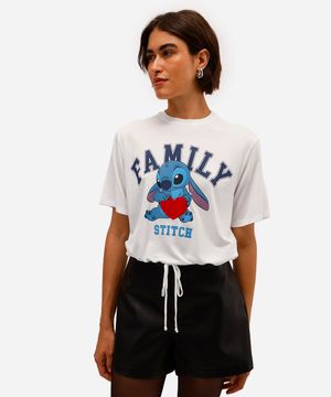 camiseta feminina de viscose stitch com amarração off white