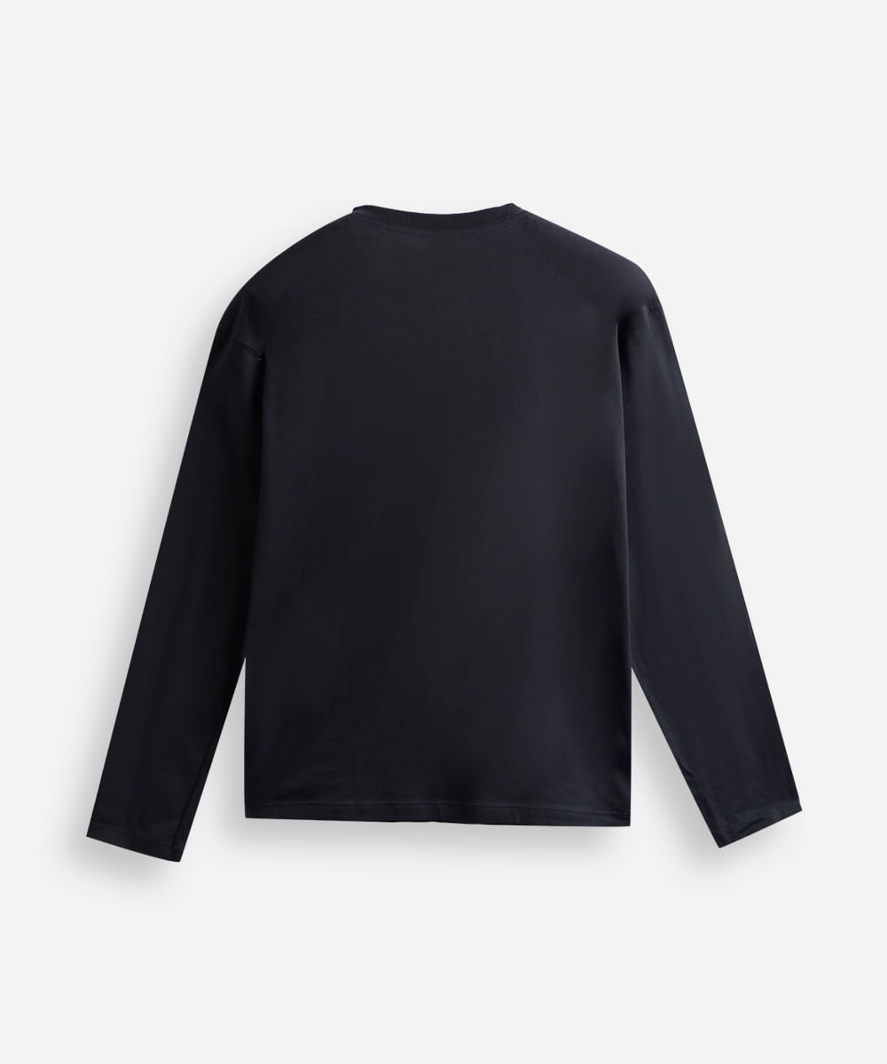 camiseta juvenil de algodão oversized manga longa cinza