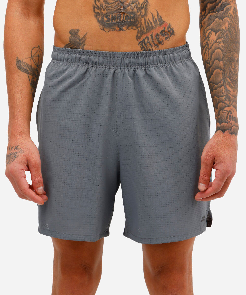 short reto masculino esportivo ace quadriculado cinza