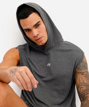 regata machão esportiva ace com capuz e bolso canguru cinza