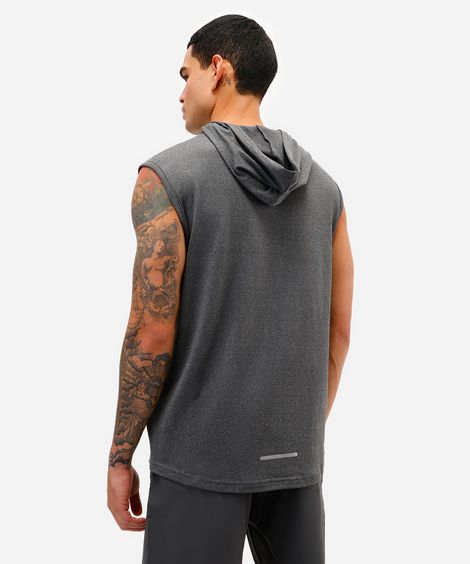 regata esportiva machão com capuz e bolso canguru cinza