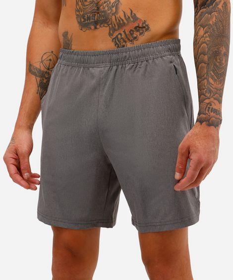 short masculino esportivo bolso com zíper cinza