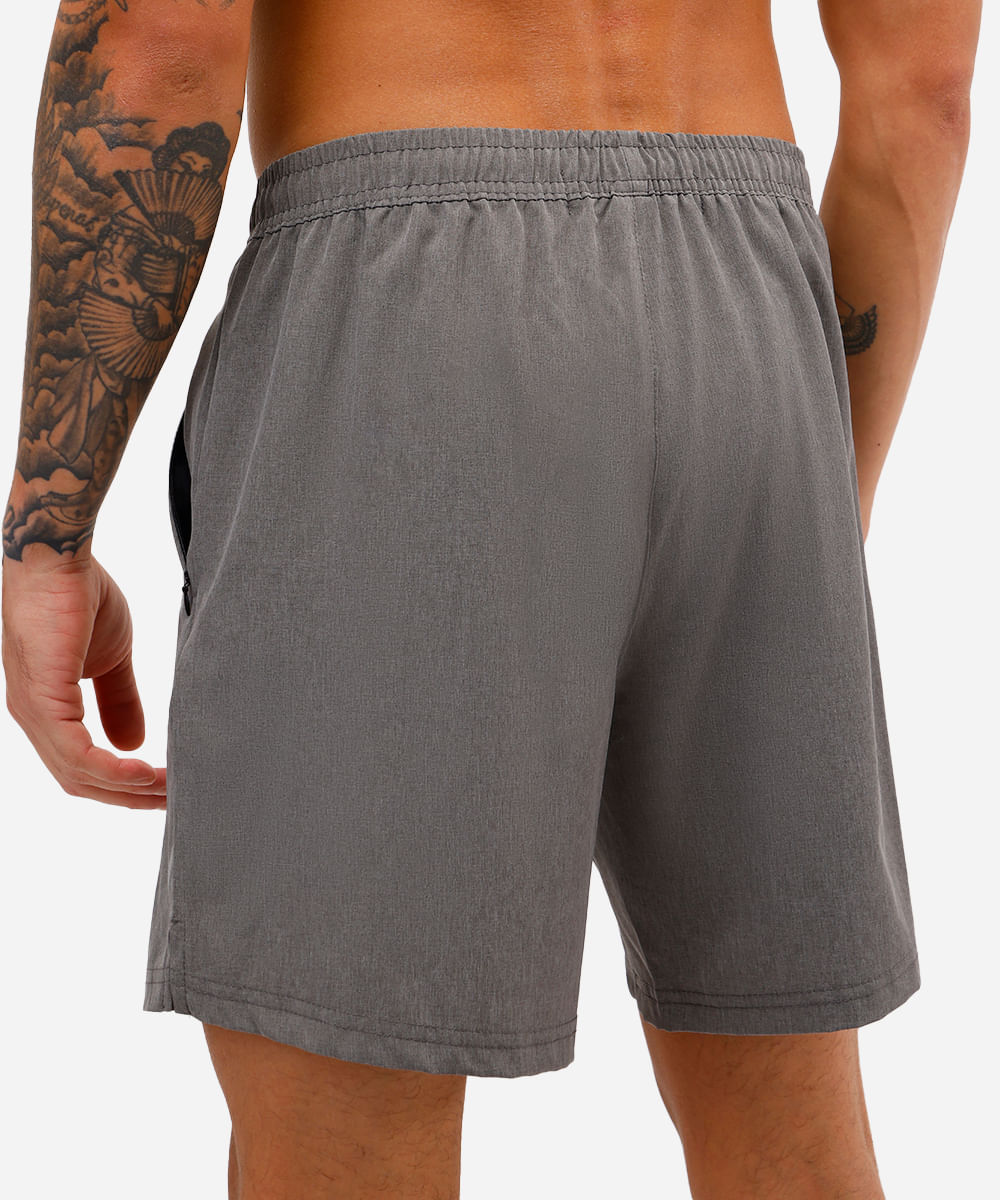 short masculino esportivo bolso com zíper cinza