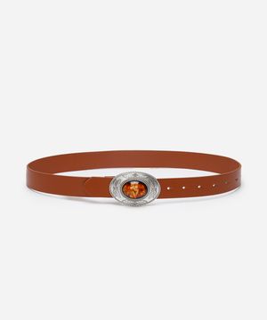 cinto boho fivela arredondada marrom