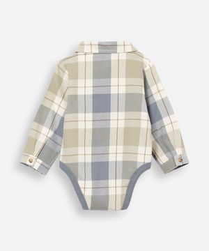 body infantil gola polo manga longa xadrez colorido