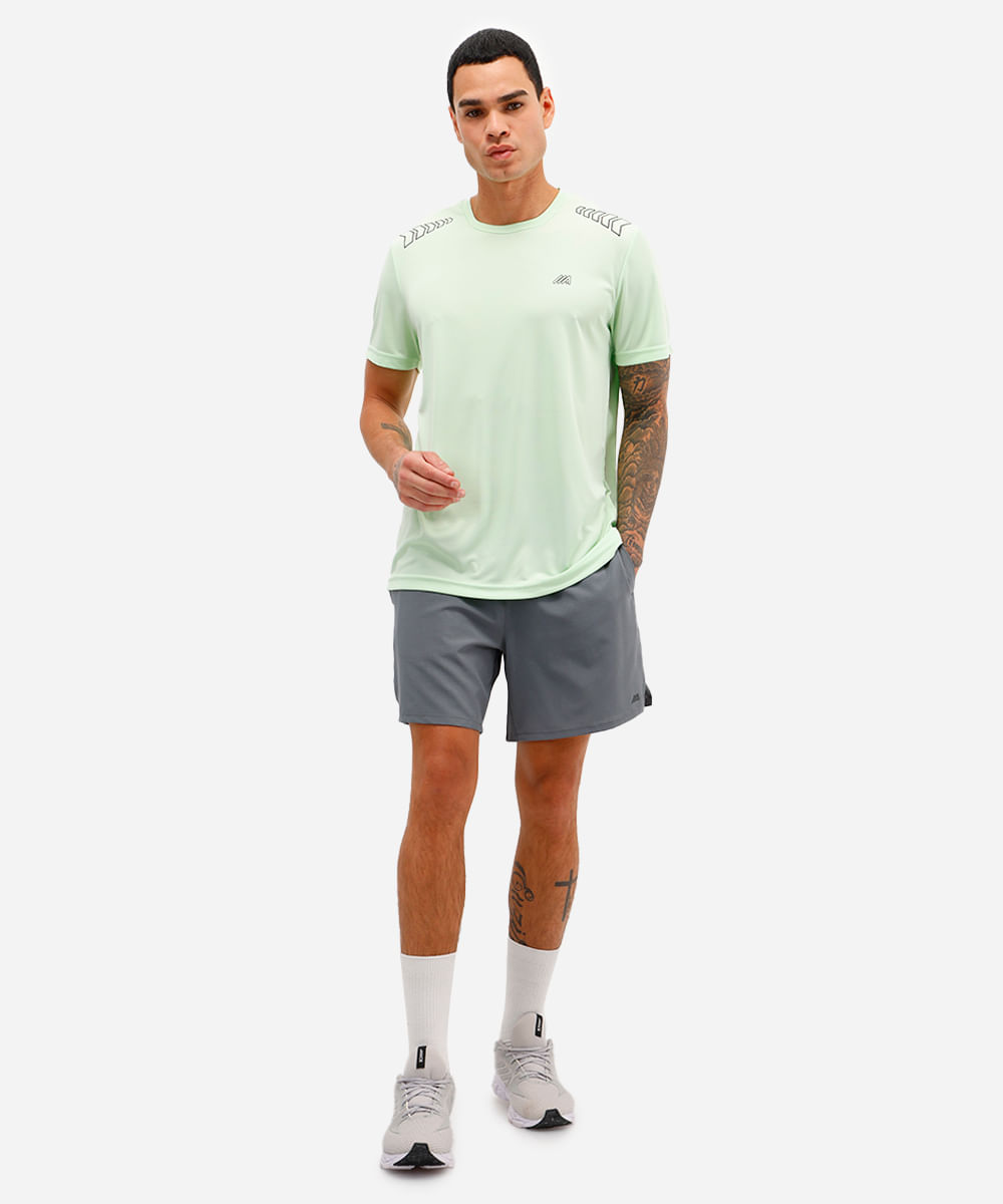 camiseta masculina setas manga curta esportiva verde