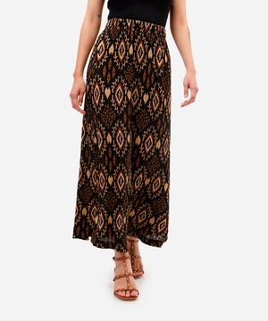 saia midi feminina texturizada arabescos preta