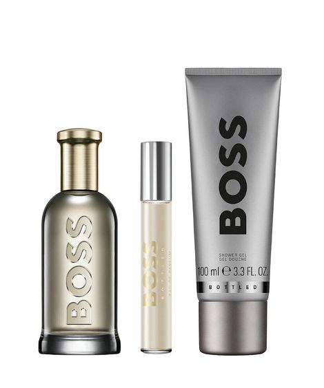 kit perfume masculino hugo boss bottled edp 100ml pen spray 10ml e gel de banho 100ml