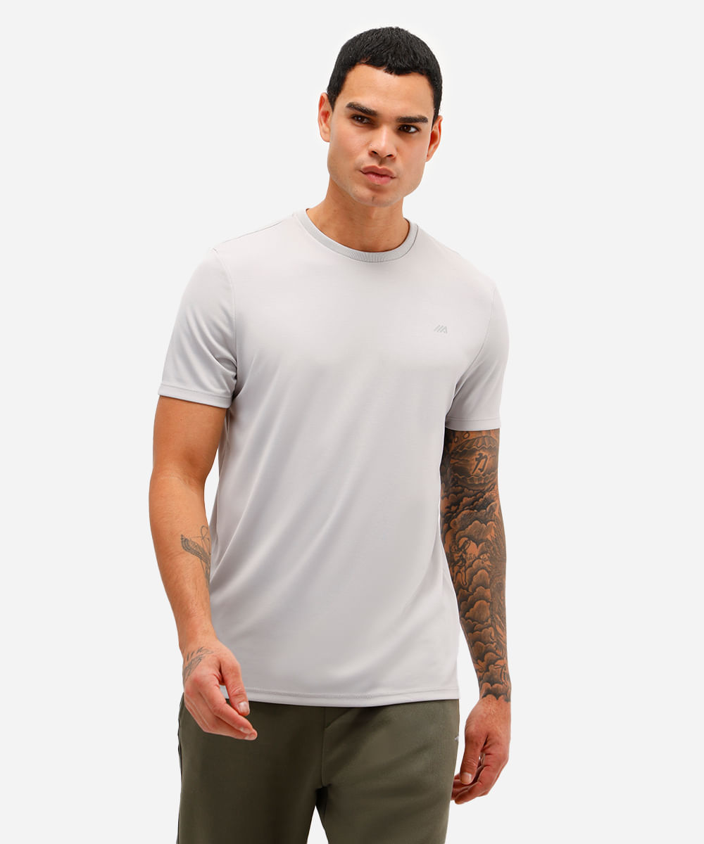 camiseta masculina básica esportiva ace manga curta cinza