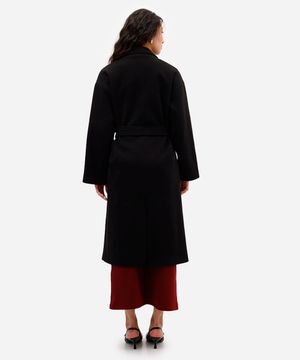 casaco trench coat com faixa preto