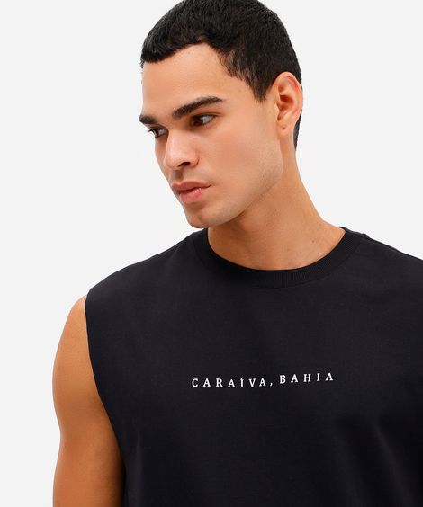 regata machão masculina estampada preta