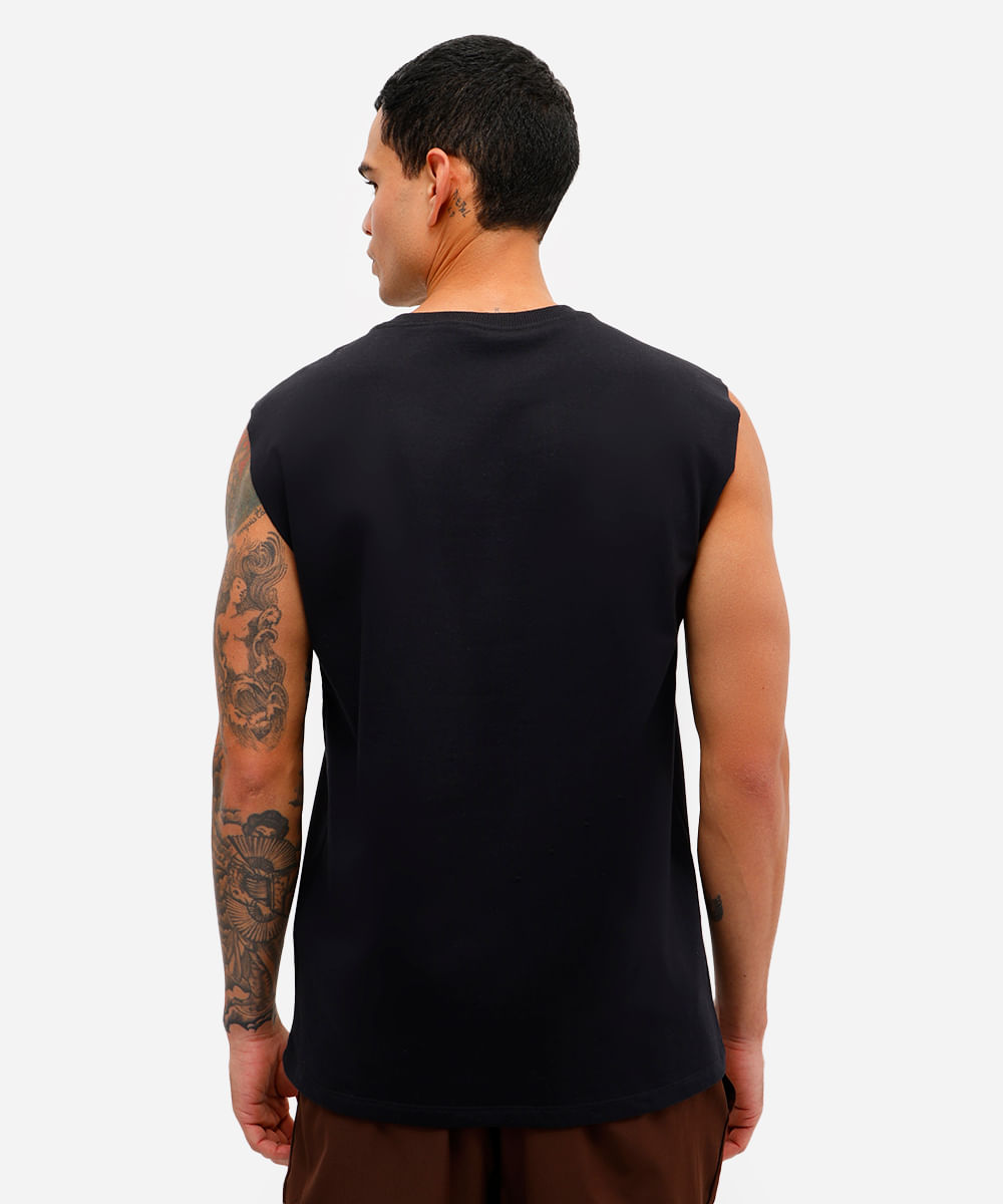 regata machão masculina estampada preta