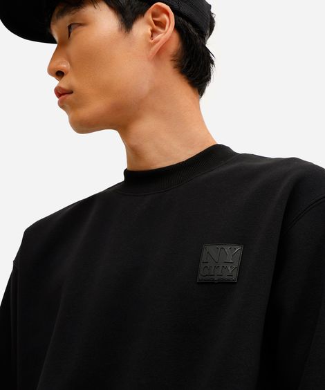 blusão masculino de moletom felpado gola careca preto