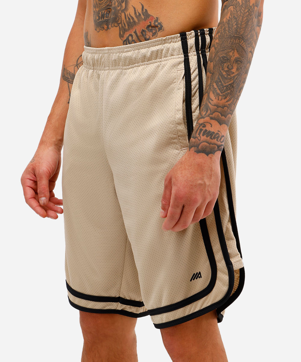 bermuda basquete masculina esportiva ace texturizada bege