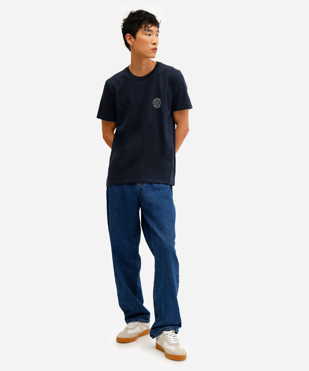 camiseta masculina de algodão beach club azul
