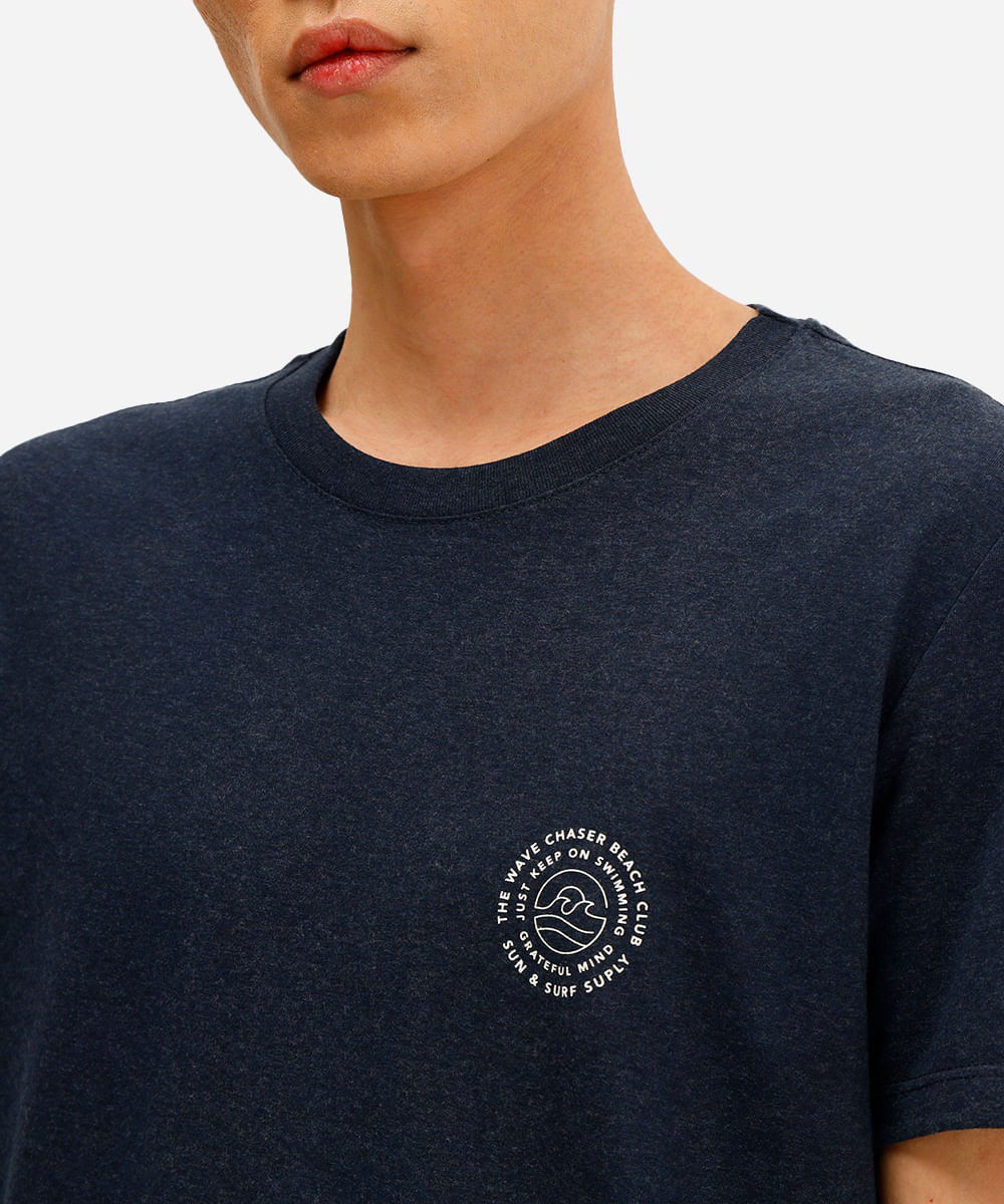 camiseta masculina de algodão beach club azul