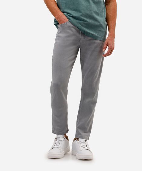 calça slim masculina de sarja cinza