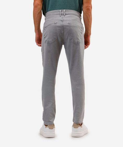 calça slim masculina de sarja cinza