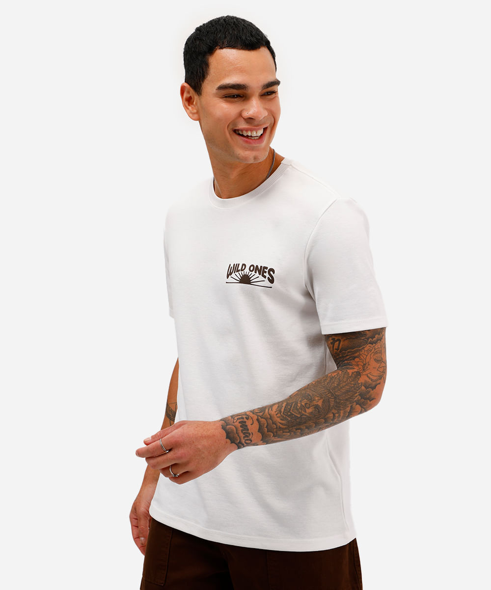 camiseta masculina manga curta wild ones off white