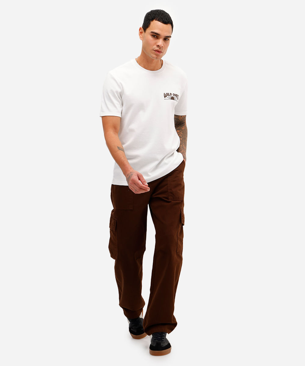 camiseta masculina manga curta wild ones off white