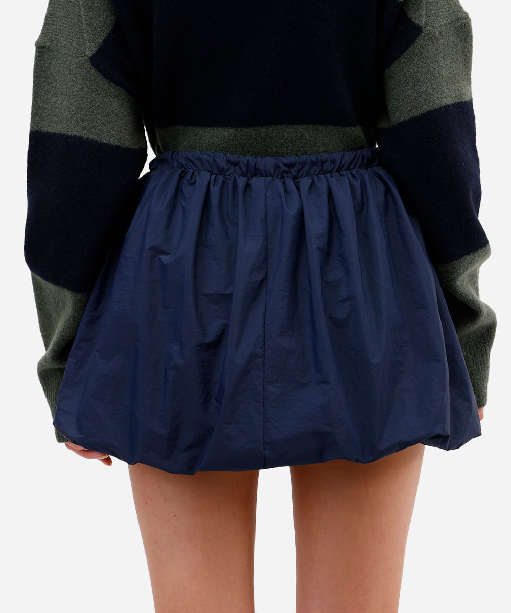 minissaia balonê feminina cós elástico azul