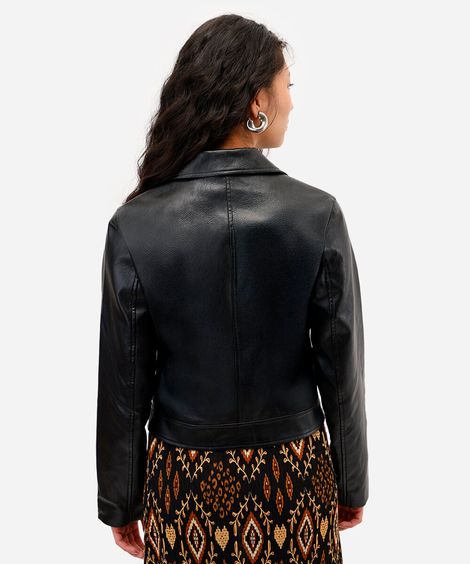 jaqueta biker feminina com bolsos preta