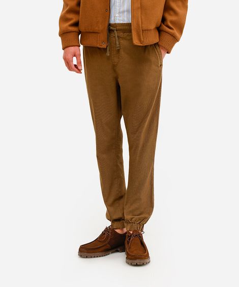 calça jogger masculina de sarja marrom
