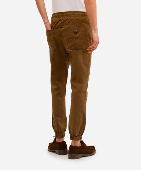 calça jogger masculina de sarja marrom
