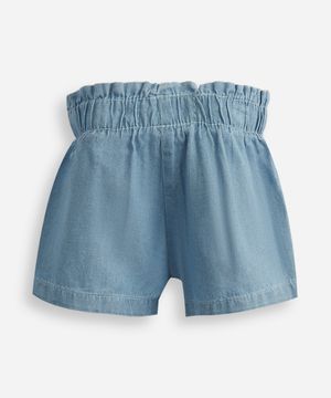 short clochard infantil jeans floral azul