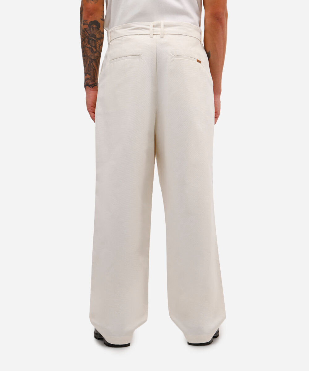 calça masculina de alfaiataria texturizada off white