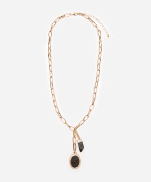 colar de corrente com pingente pedrarias - ouro